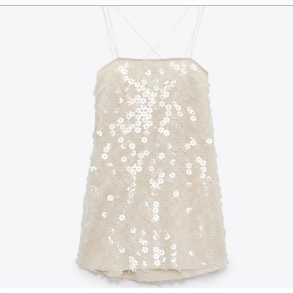 Zara floral sequins dress